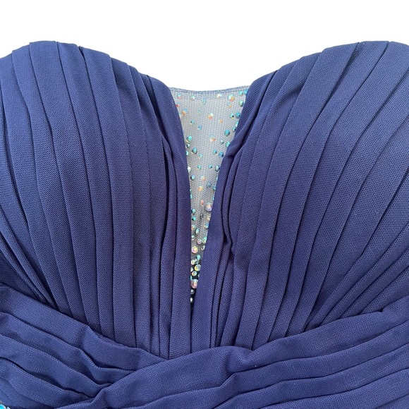 JVN By JOVANI Women’s 8 Navy Rhinestones Ruched Strapless Empire Gown #JVN21713A - Picture 6 of 16